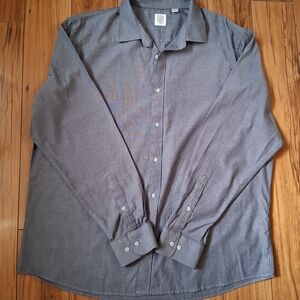 Stylish Men's Button Down Shirt in Blue  Gray Size XXL